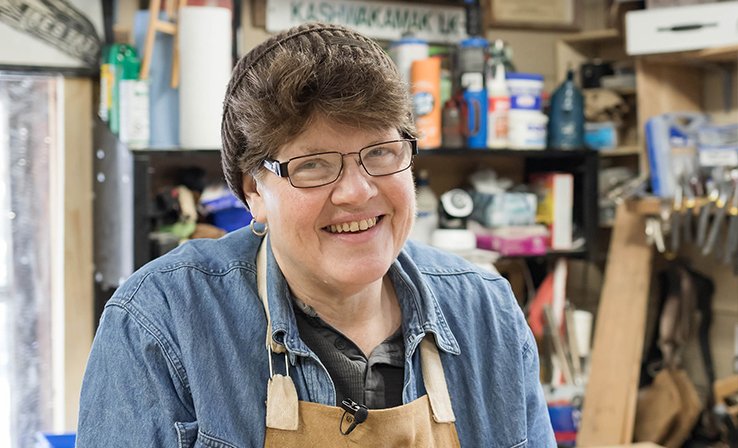 Canadian Handywoman Tammy Watson in her workshop